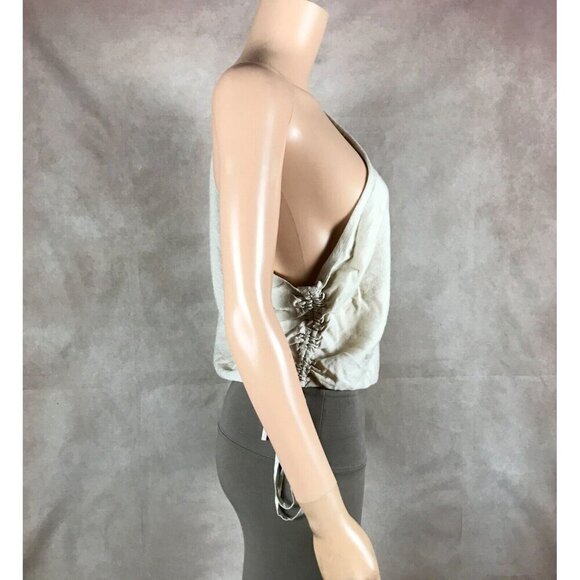 ASOS DESIGN One-Shoulder Lace-Up Light Beige Top Size US 12 - Picture 4 of 11